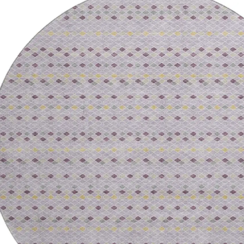 8' X 8' Lavender Gold And Gray Striped Washable Round Rug With UV Protection Photo 2