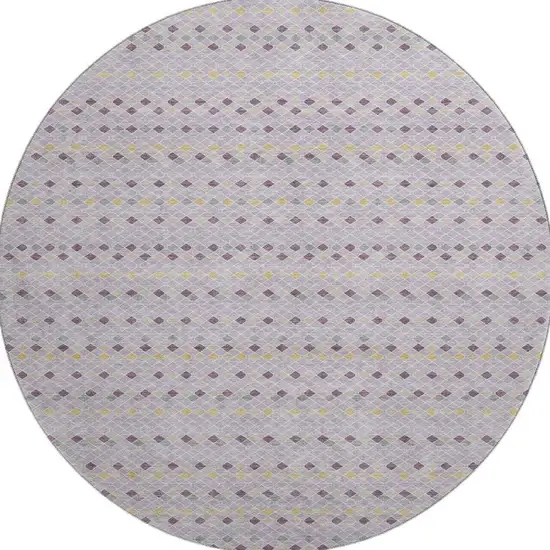 8' X 8' Lavender Gold And Gray Striped Washable Round Rug With UV Protection Photo 3
