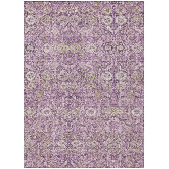 3' X 4' Lavender and Ivory Floral Washable Non Skid Indoor Outdoor Area Rug Photo 2