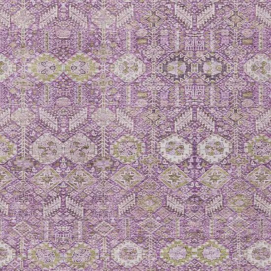 Lavender and Ivory Floral Washable Non Skid Indoor Outdoor Area Rug Photo 6