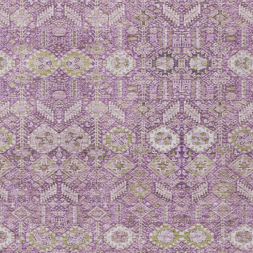 Lavender and Ivory Floral Washable Non Skid Indoor Outdoor Area Rug Photo 6