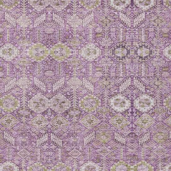 Lavender and Ivory Floral Washable Non Skid Indoor Outdoor Area Rug Photo 8