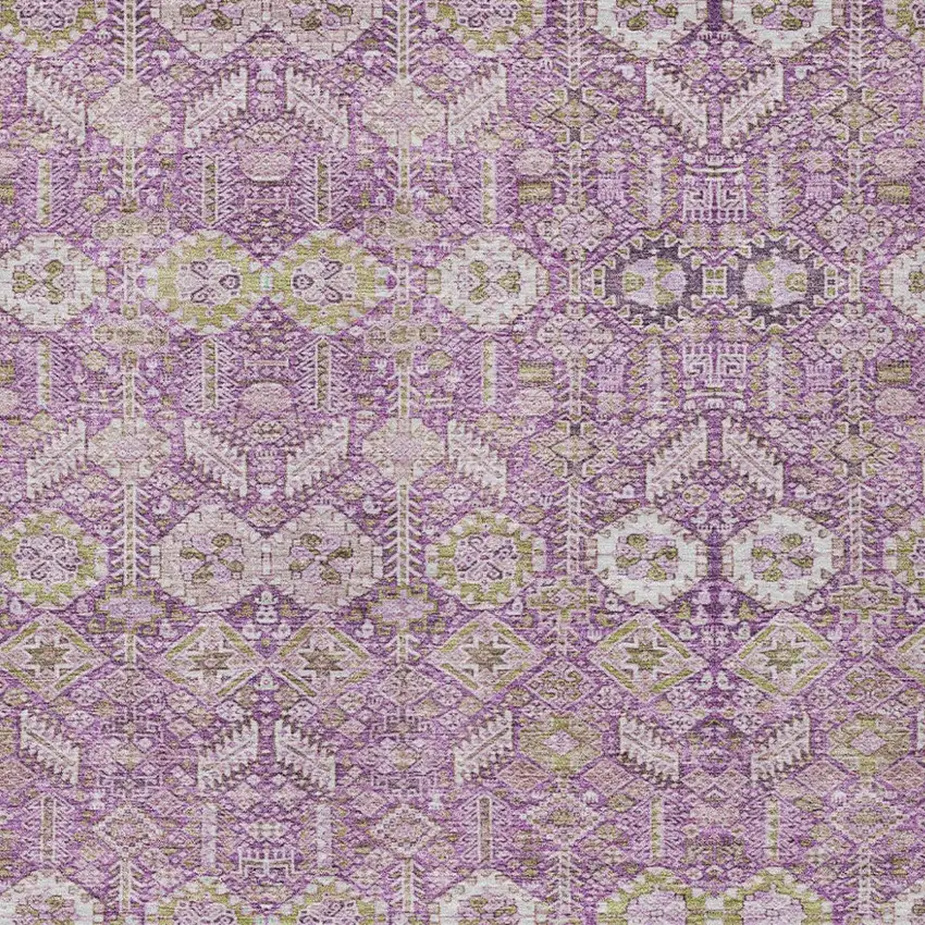 Lavender and Ivory Floral Washable Non Skid Indoor Outdoor Area Rug Photo 8