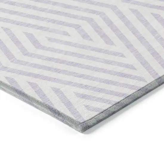 Lavender and Ivory Geometric Washable Non Skid Indoor Outdoor Area Rug Photo 6