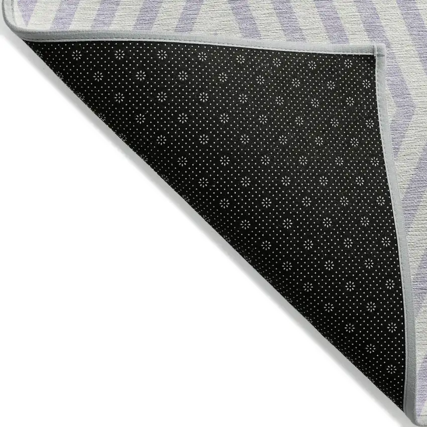 Lavender and Ivory Geometric Washable Non Skid Indoor Outdoor Area Rug Photo 5