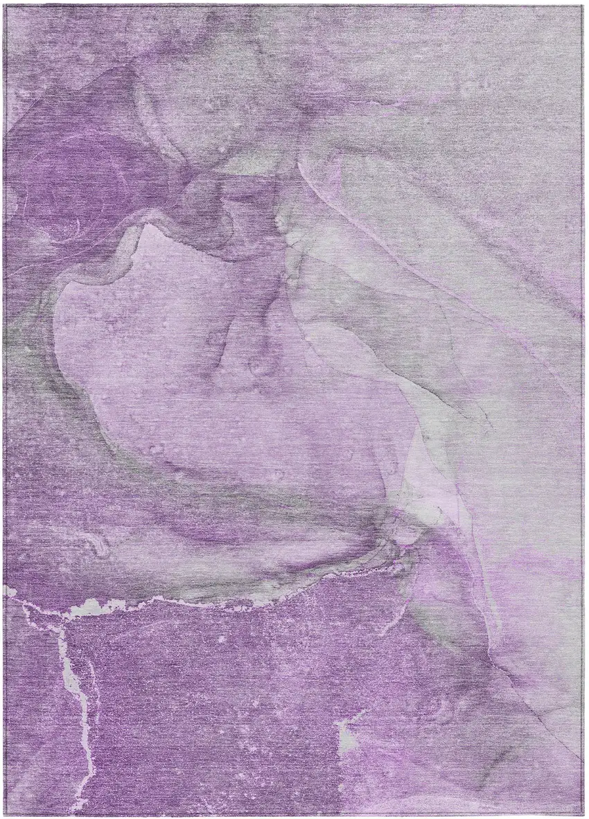 3' X 4' Lilac Abstract Washable Non Skid Indoor Outdoor Area Rug Photo 2
