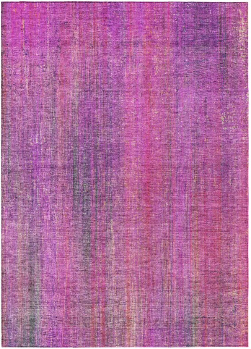 3' X 5' Lilac Striped Washable Non Skid Indoor Outdoor Area Rug Photo 2