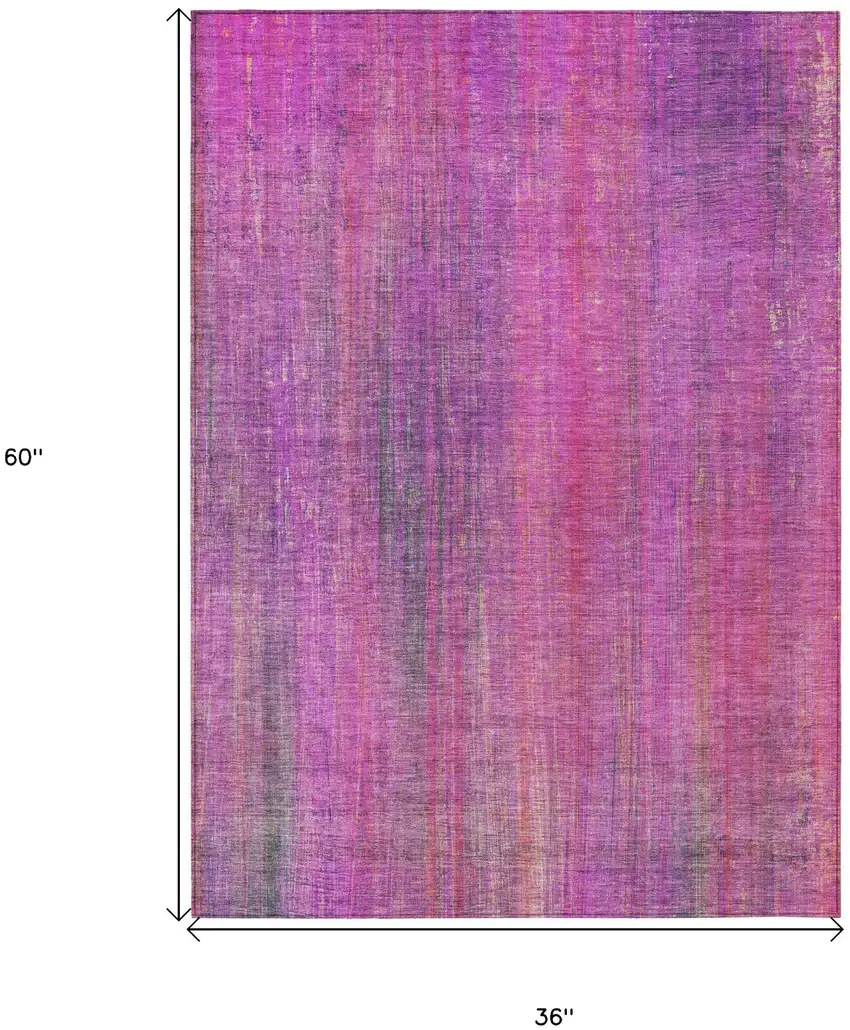 Lilac Striped Washable Non Skid Indoor Outdoor Area Rug Photo 3