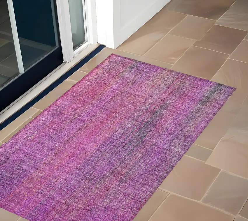 Lilac Striped Washable Non Skid Indoor Outdoor Area Rug Photo 1