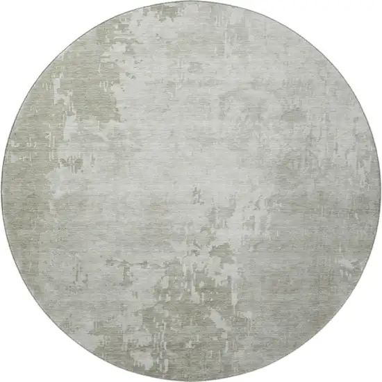8' X 8' Linen And Beige Abstract Washable Round Rug With UV Protection Photo 3