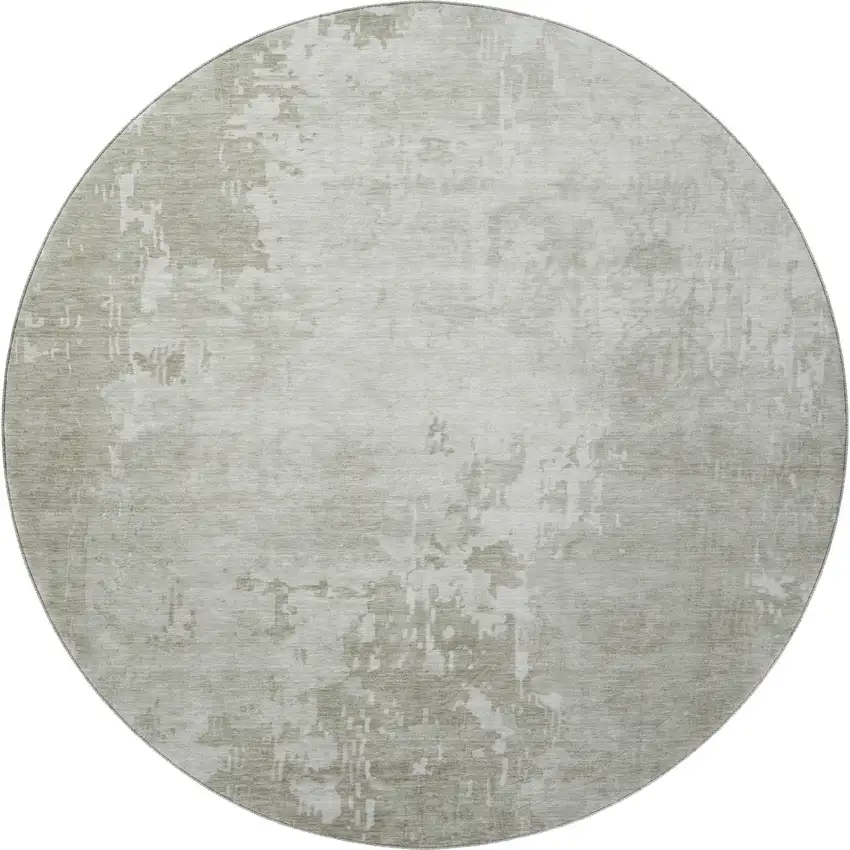 8' X 8' Linen And Beige Abstract Washable Round Rug With UV Protection Photo 3