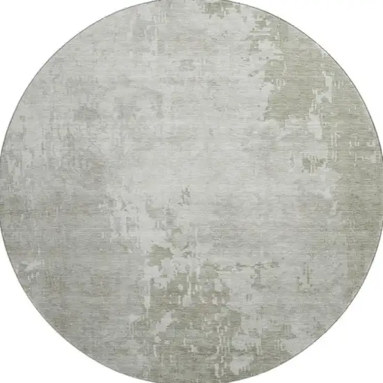 8' X 8' Linen And Beige Abstract Washable Round Rug With UV Protection Photo 2