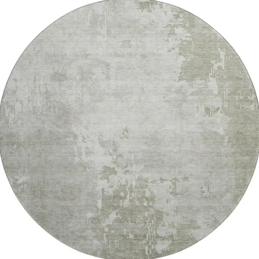 8' X 8' Linen And Beige Abstract Washable Round Rug With UV Protection Photo 2