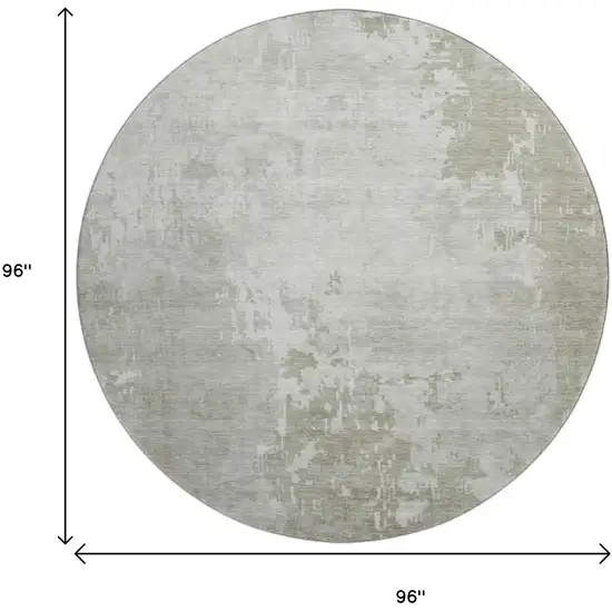 8' X 8' Linen And Beige Abstract Washable Round Rug With UV Protection Photo 9