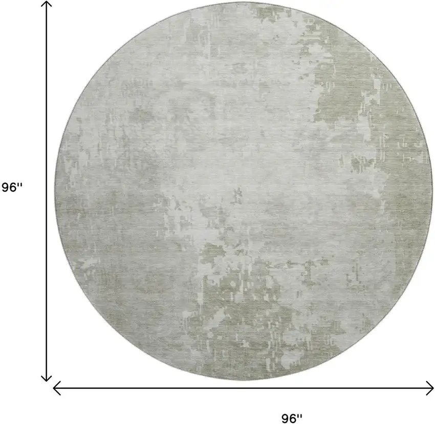 8' X 8' Linen And Beige Abstract Washable Round Rug With UV Protection Photo 9