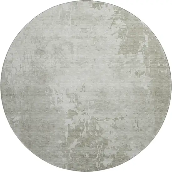 8' X 8' Linen And Beige Abstract Washable Round Rug With UV Protection Photo 1