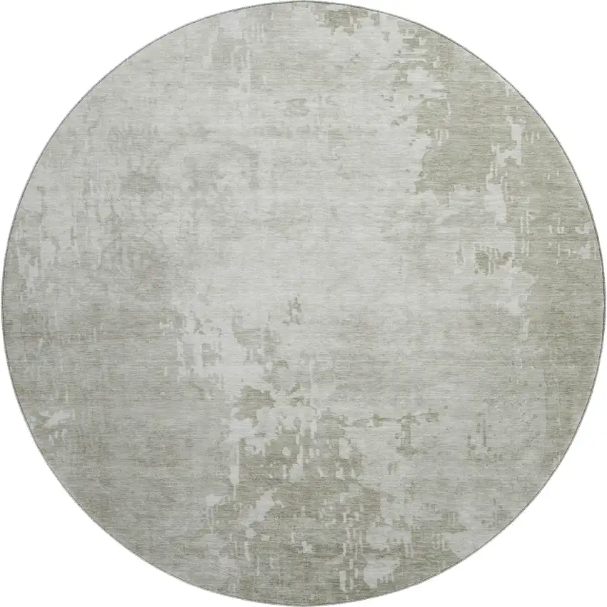 8' X 8' Linen And Beige Abstract Washable Round Rug With UV Protection Photo 1