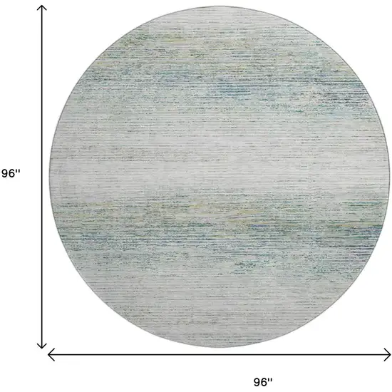 8' X 8' Linen And Ivory Striped Washable Round Rug With UV Protection Photo 9