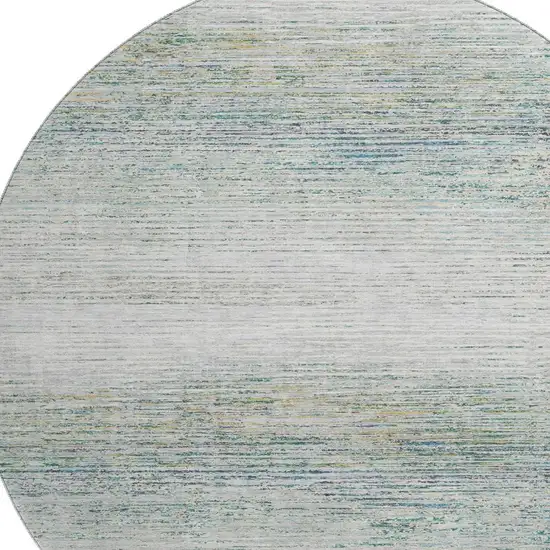 8' X 8' Linen And Ivory Striped Washable Round Rug With UV Protection Photo 2