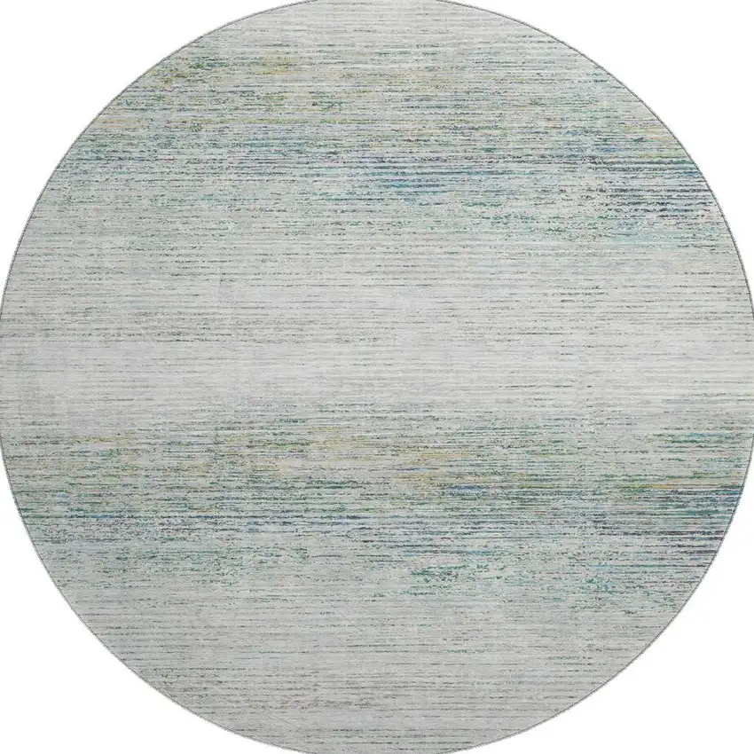 8' X 8' Linen And Ivory Striped Washable Round Rug With UV Protection Photo 3