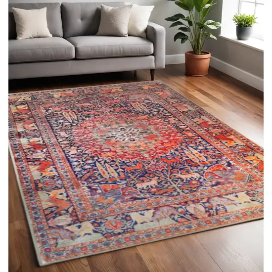 Brown Black And Brick Red Medallion Area Rug Photo 1