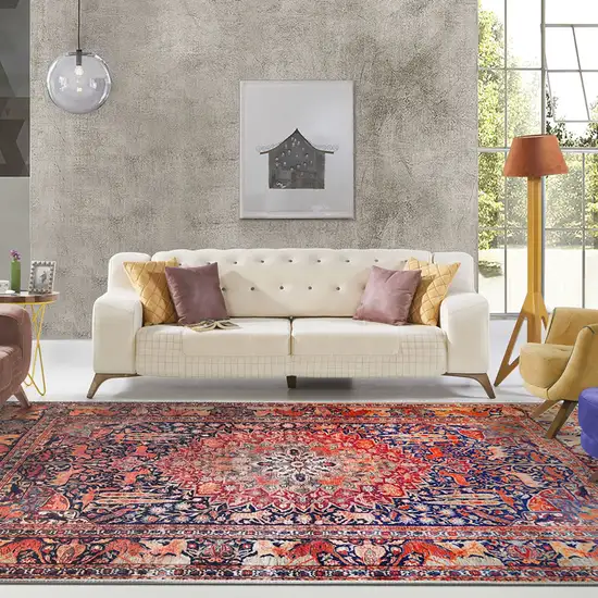 5' X 8' Medallion Stain Resistant Area Rug Photo 2