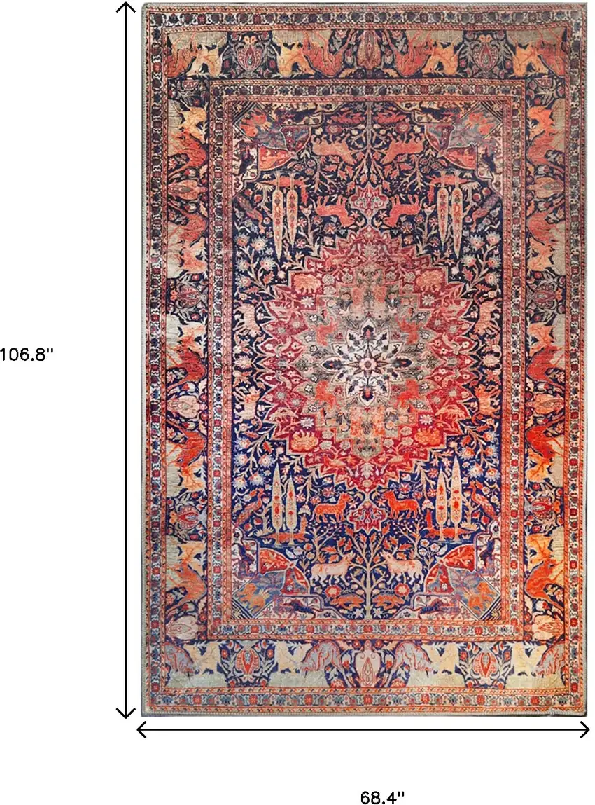 5' X 8' Medallion Stain Resistant Area Rug Photo 8