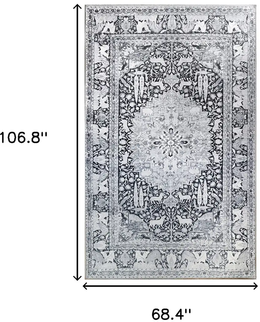 5' X 8' Medallion Stain Resistant Area Rug Photo 8