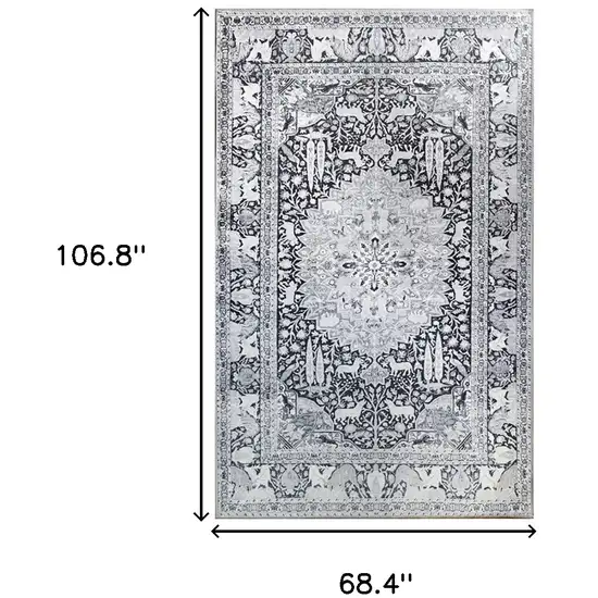 5' X 8' Medallion Stain Resistant Area Rug Photo 8