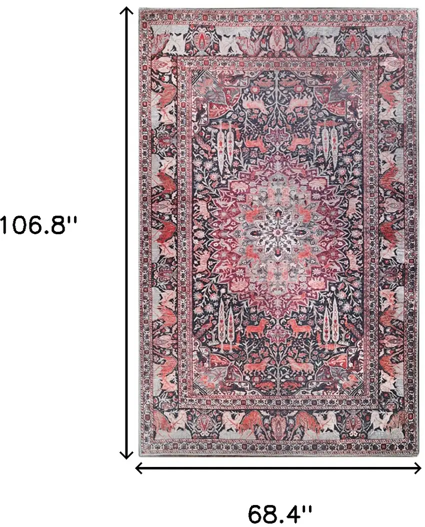 5' X 8' Medallion Stain Resistant Area Rug Photo 8