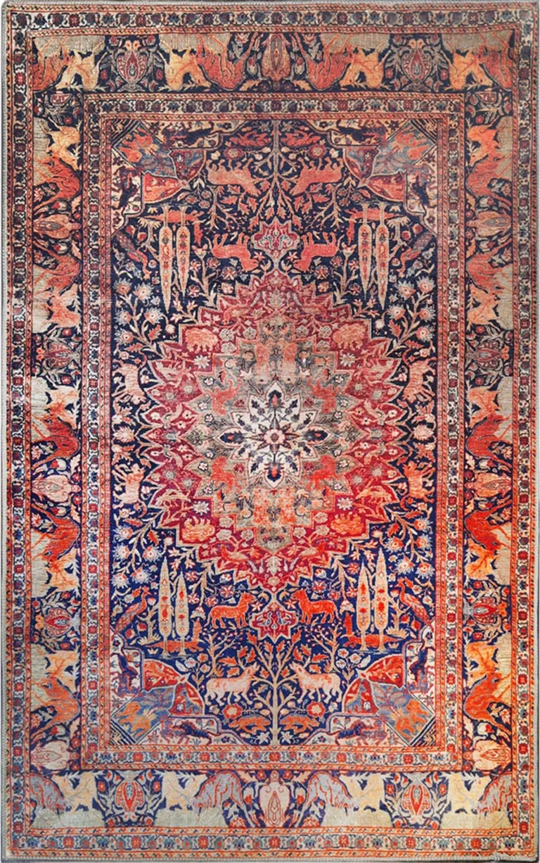 5' X 7' Medallion Stain Resistant Area Rug Photo 1