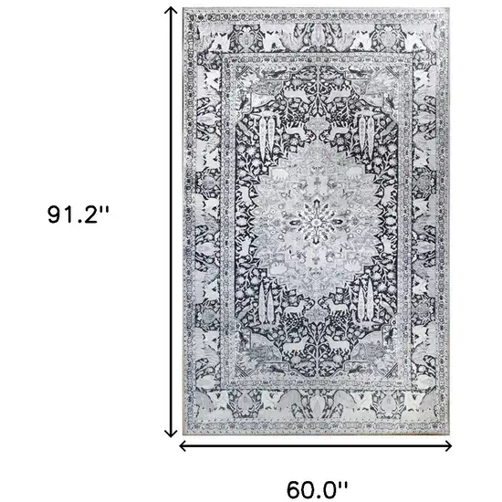 5' X 7' Medallion Stain Resistant Area Rug Photo 8
