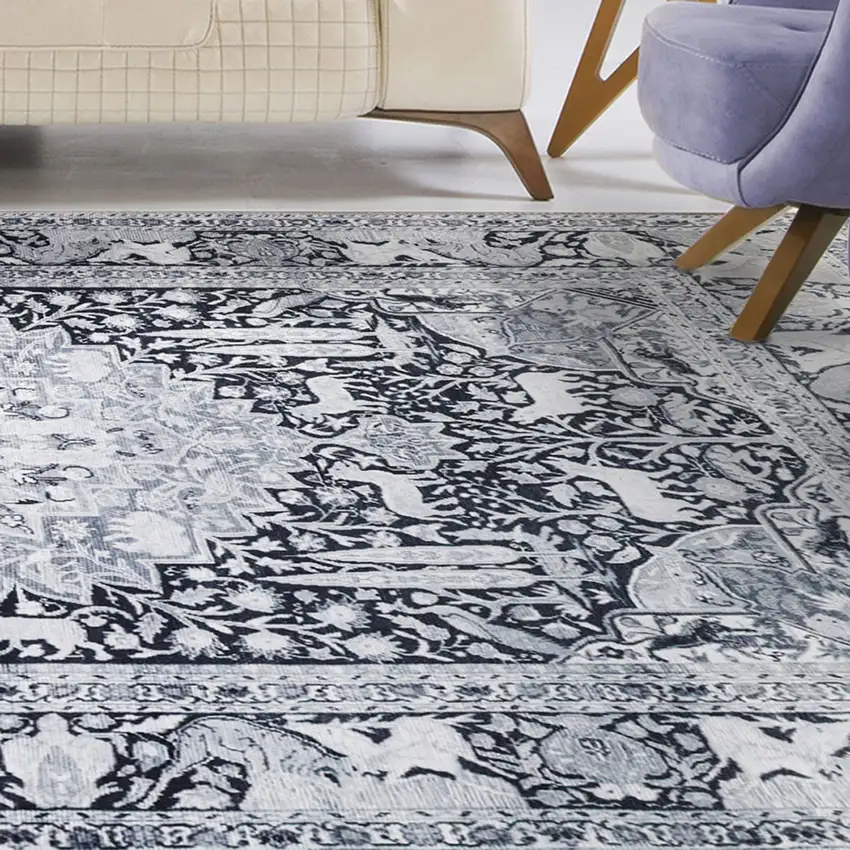 5' X 7' Medallion Stain Resistant Area Rug Photo 6
