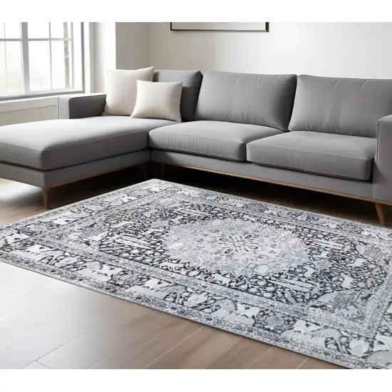 Charcoal And Gray Medallion Area Rug Photo 1