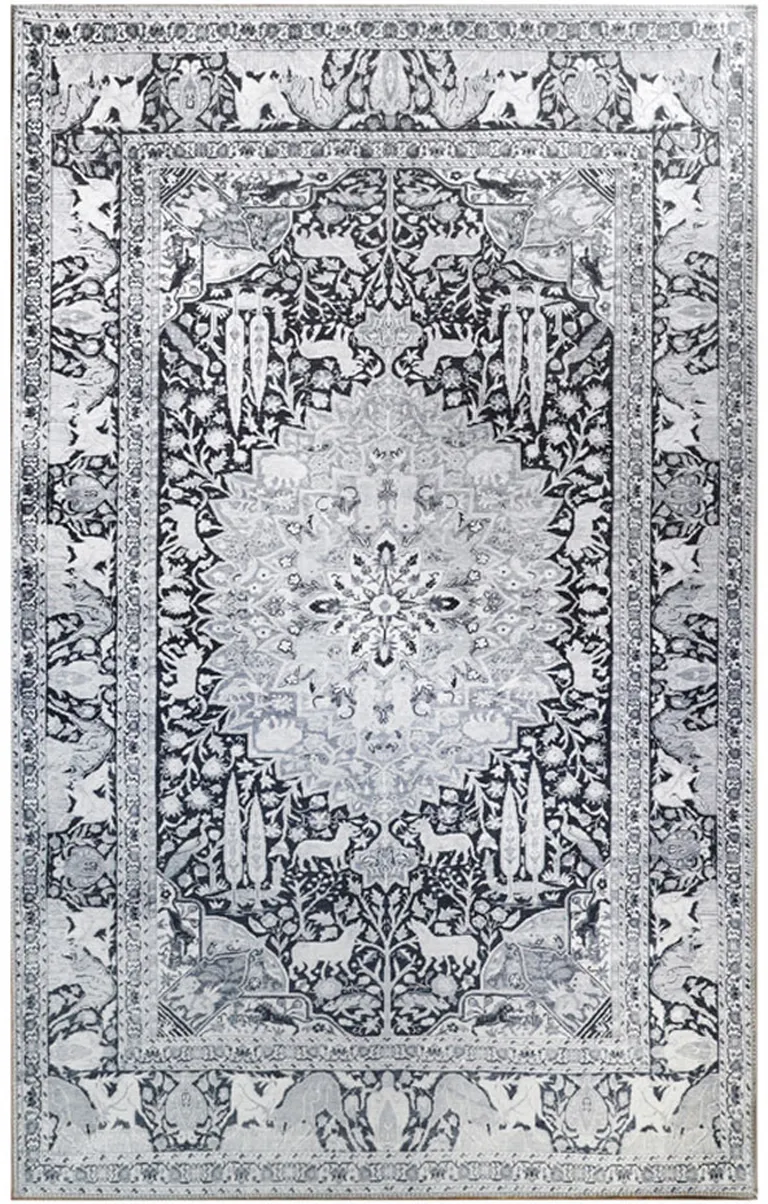 5' X 7' Medallion Stain Resistant Area Rug Photo 1
