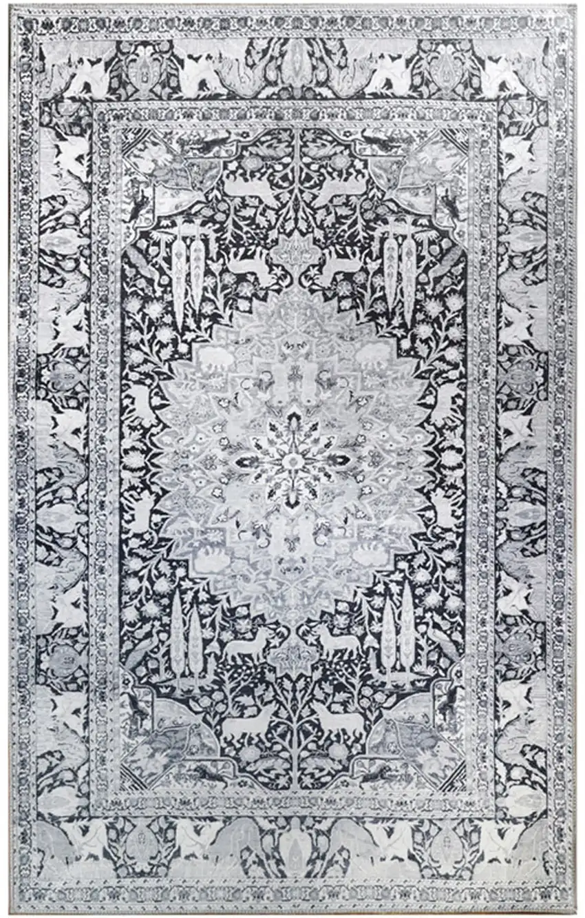 5' X 7' Medallion Stain Resistant Area Rug Photo 1