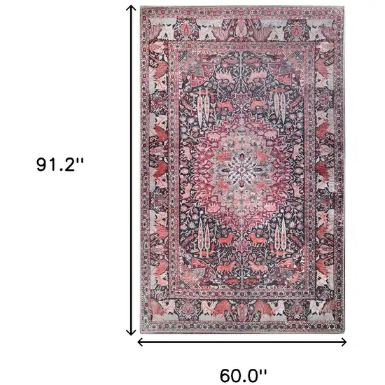 5' X 7' Medallion Stain Resistant Area Rug Photo 8