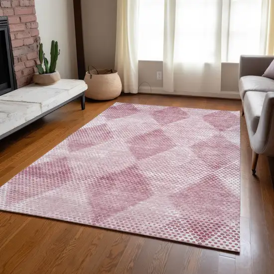 Merlot Geometric Washable Non Skid Indoor Outdoor Area Rug Photo 9