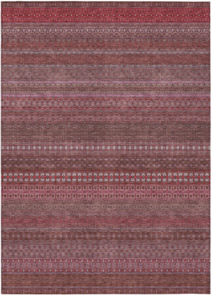 3' X 4' Merlot Striped Washable Non Skid Indoor Outdoor Area Rug Photo 2