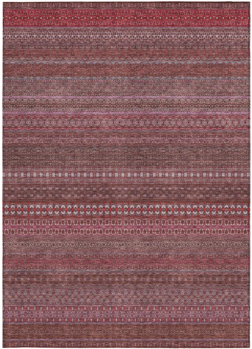 3' X 4' Merlot Striped Washable Non Skid Indoor Outdoor Area Rug Photo 5