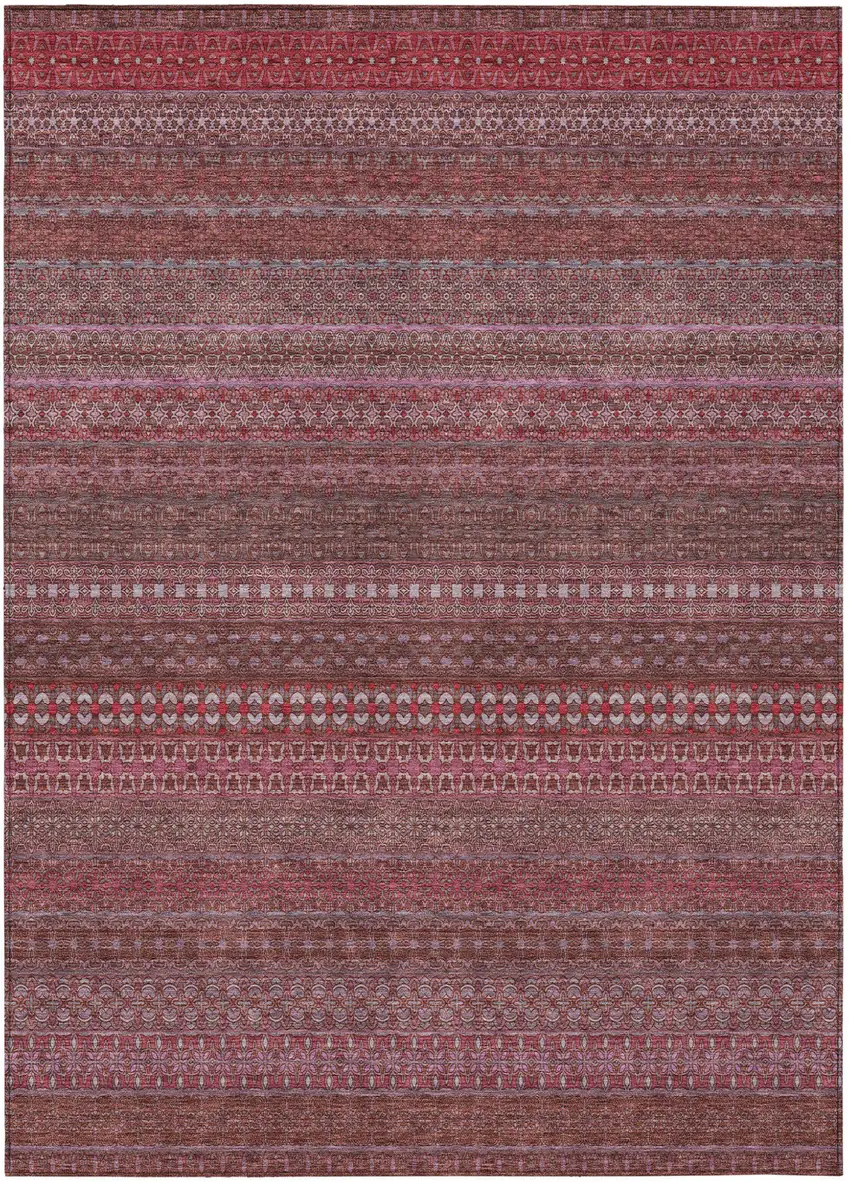 3' X 5' Merlot Striped Washable Non Skid Indoor Outdoor Area Rug Photo 2