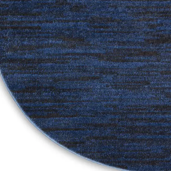 4' Blue Round Indoor Outdoor Area Rug Photo 5