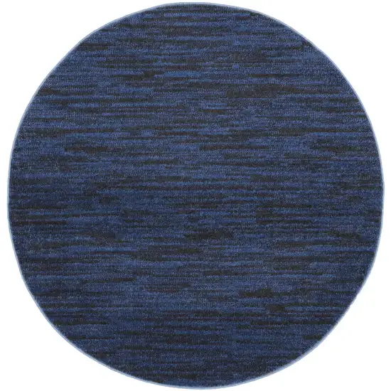 4' Blue Round Indoor Outdoor Area Rug Photo 3