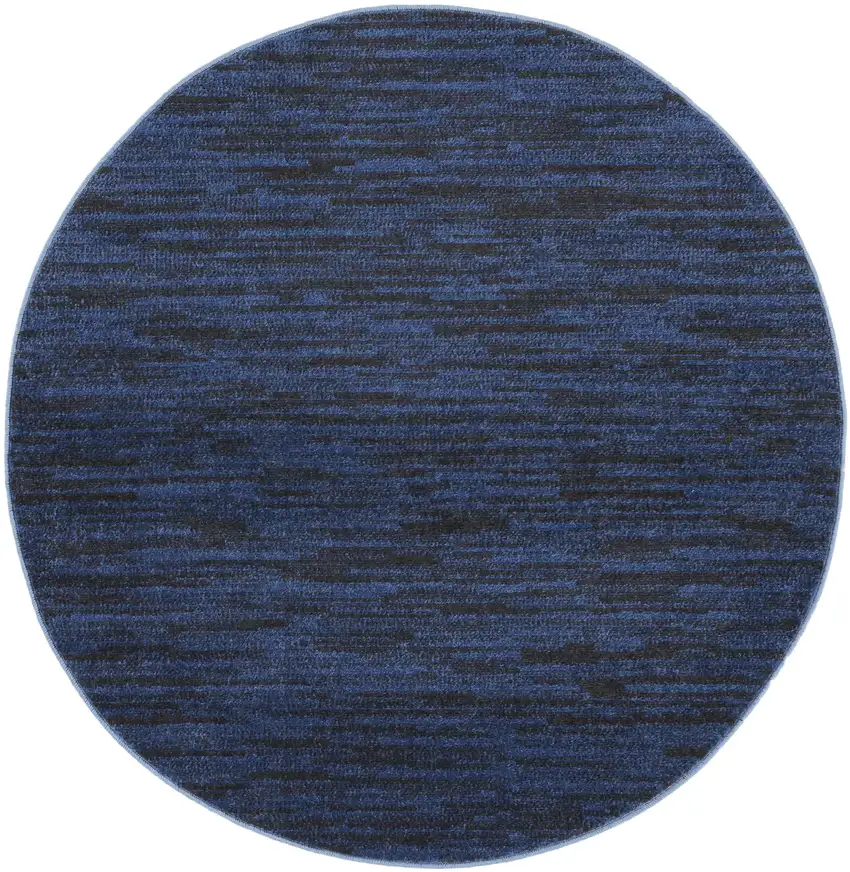 4' Blue Round Indoor Outdoor Area Rug Photo 3
