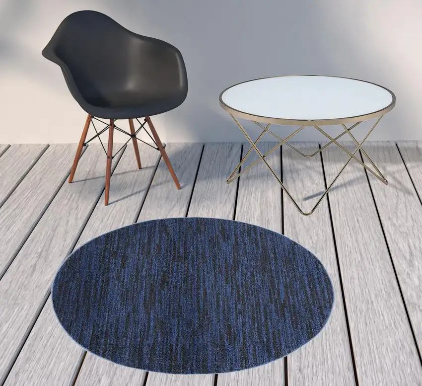 4' X 4' Midnight Blue Round Non Skid Indoor Outdoor Area Rug Photo 2