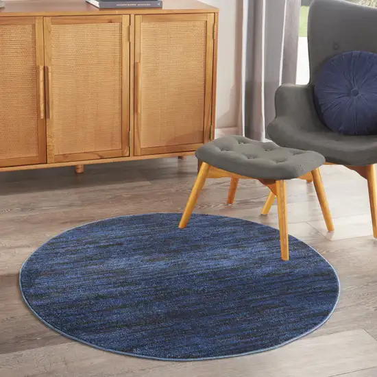 4' Blue Round Indoor Outdoor Area Rug Photo 7
