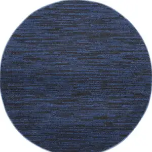Photo of 4' X 4' Midnight Blue Round Non Skid Indoor Outdoor Area Rug