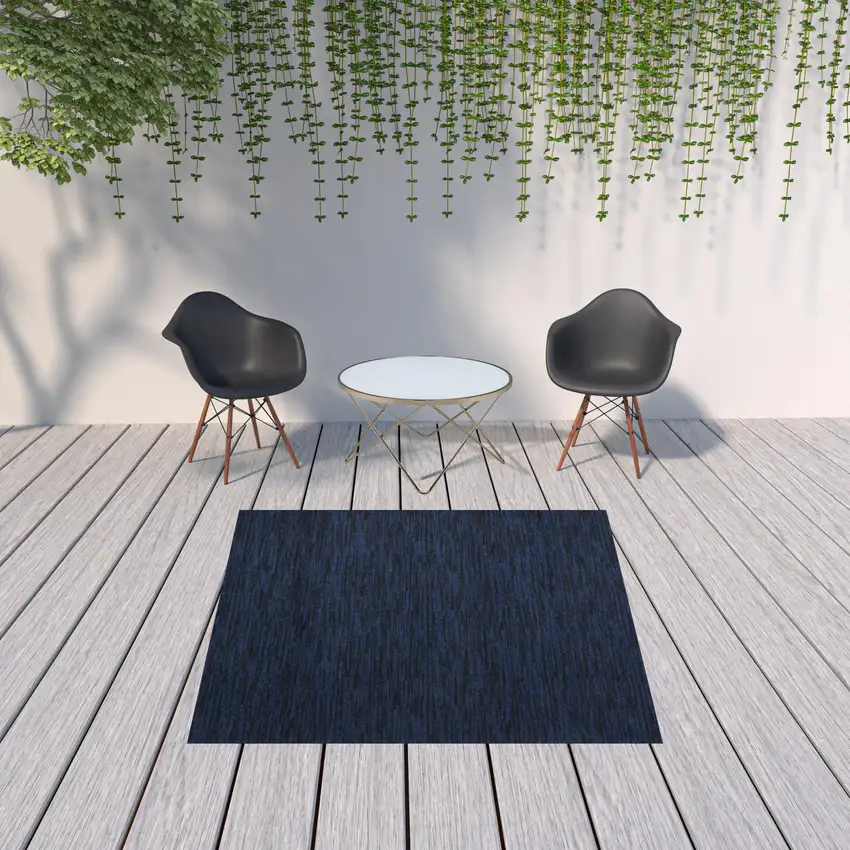 7' X 7' Midnight Blue Square Non Skid Indoor Outdoor Area Rug Photo 2