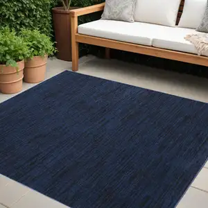 Photo of 7' X 7' Midnight Blue Square Non Skid Indoor Outdoor Area Rug