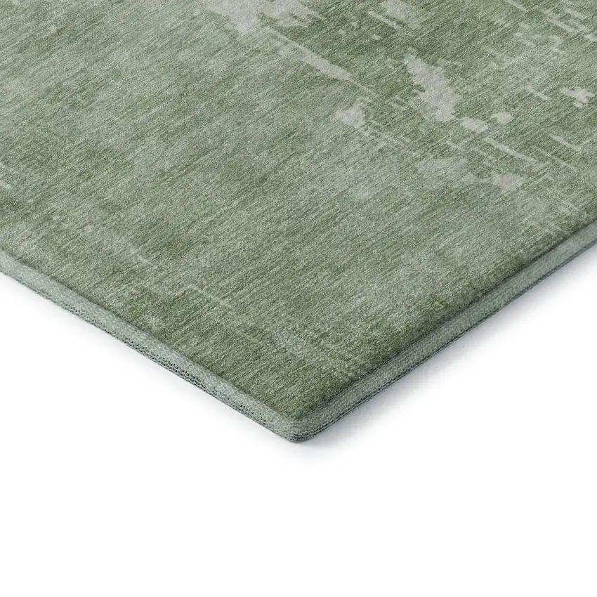 8' X 8' Mint Green And Beige Abstract Washable Round Rug With UV Protection Photo 6